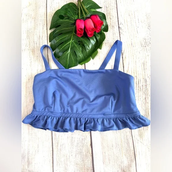 Free People Women’s Blue Plie All Day Ruffle Sports Bra In African Violet - Picture 3 of 8
